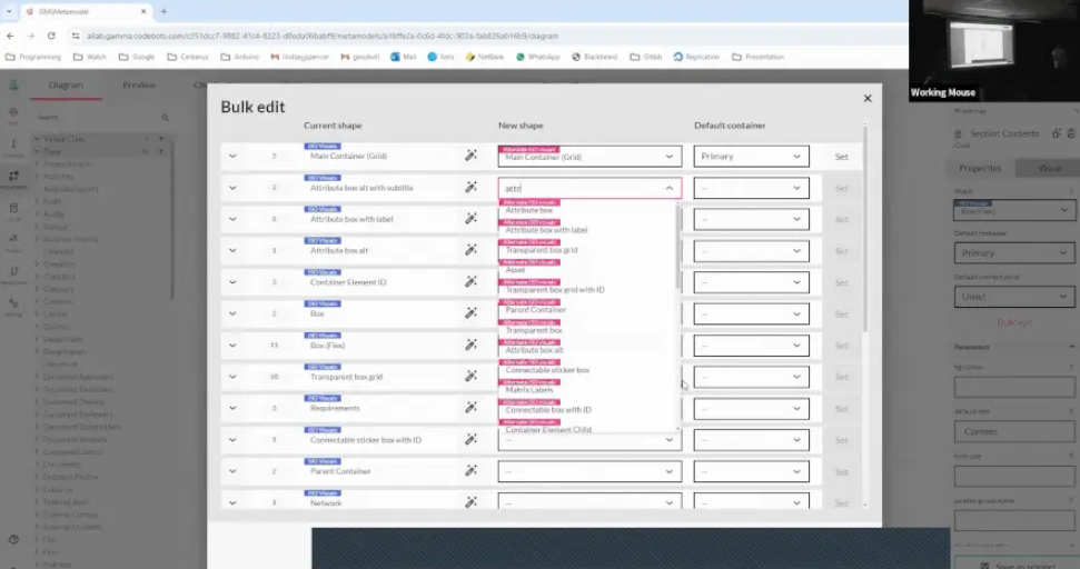 A screenshot showing the bulk editing ability of codebots