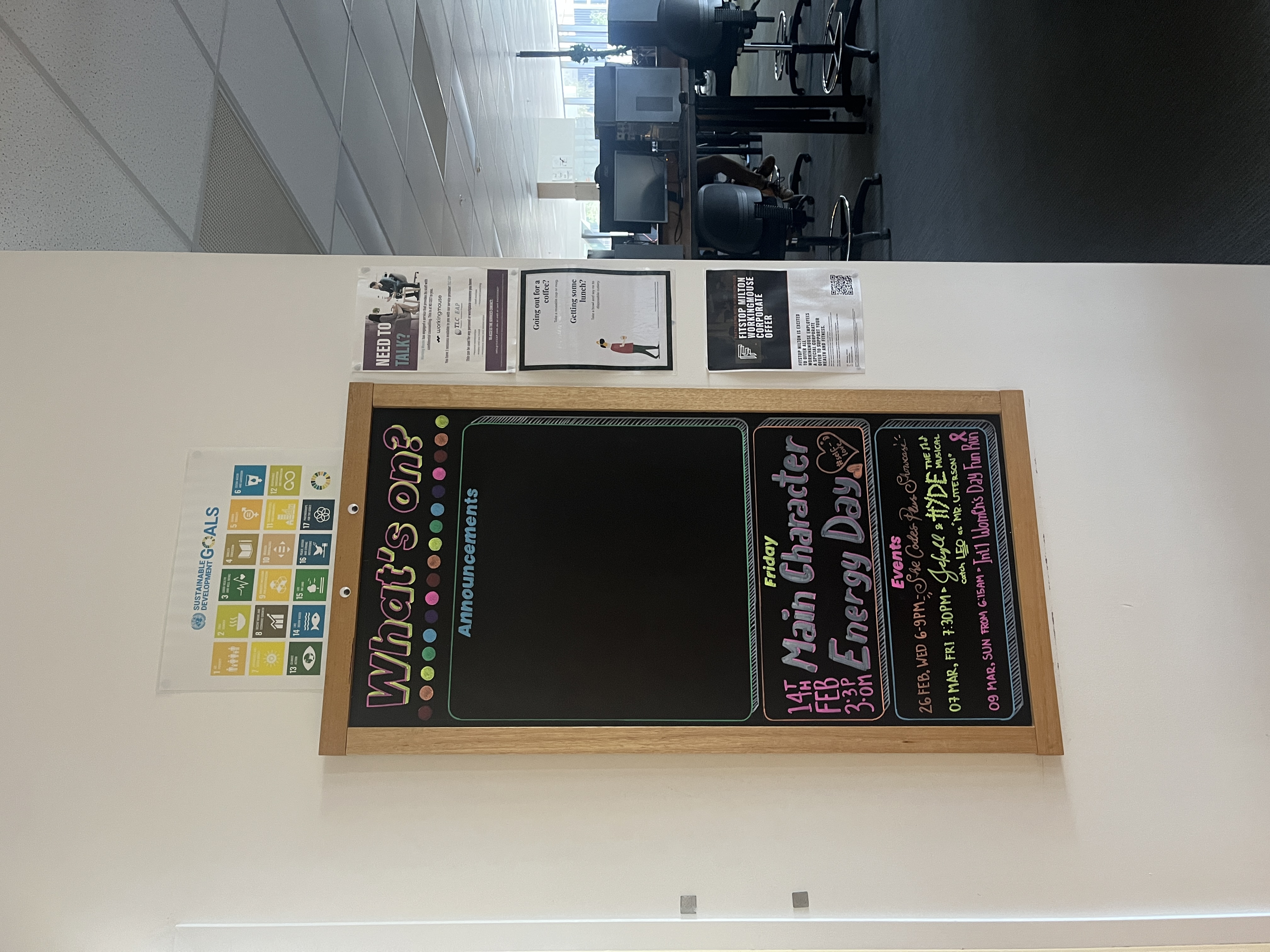 A photo pf the new chalk board for announcements