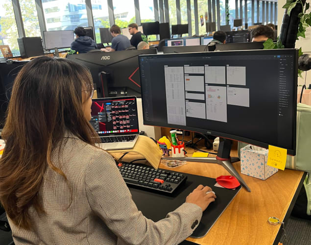 A woman working on a computer