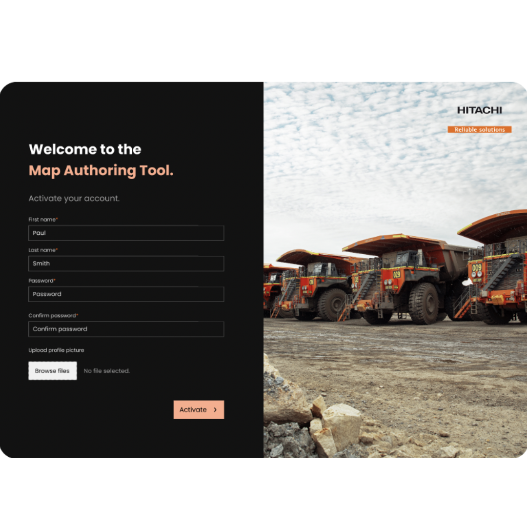 The Map Authoring Tool login page