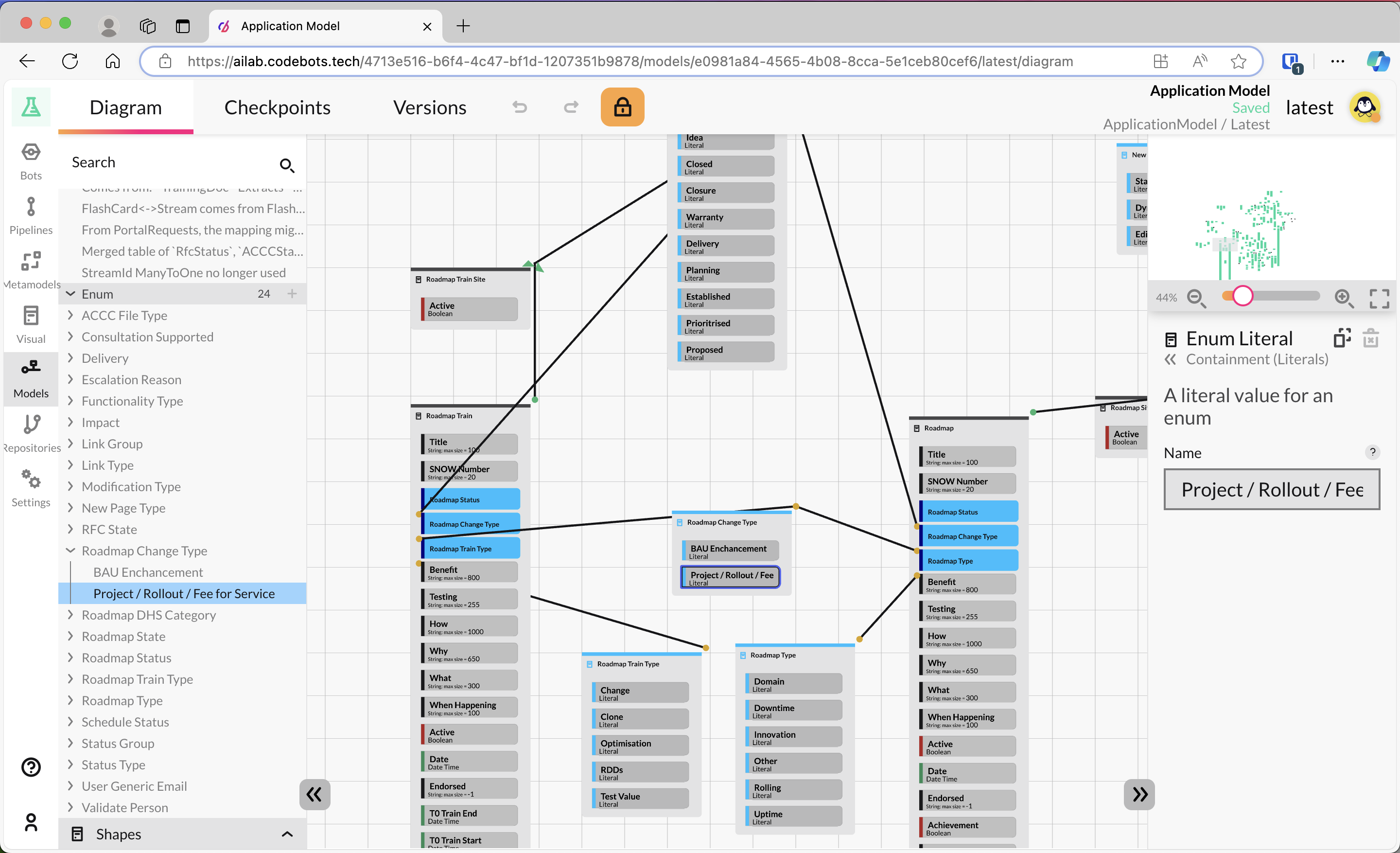 Screenshot of the Codebot application model