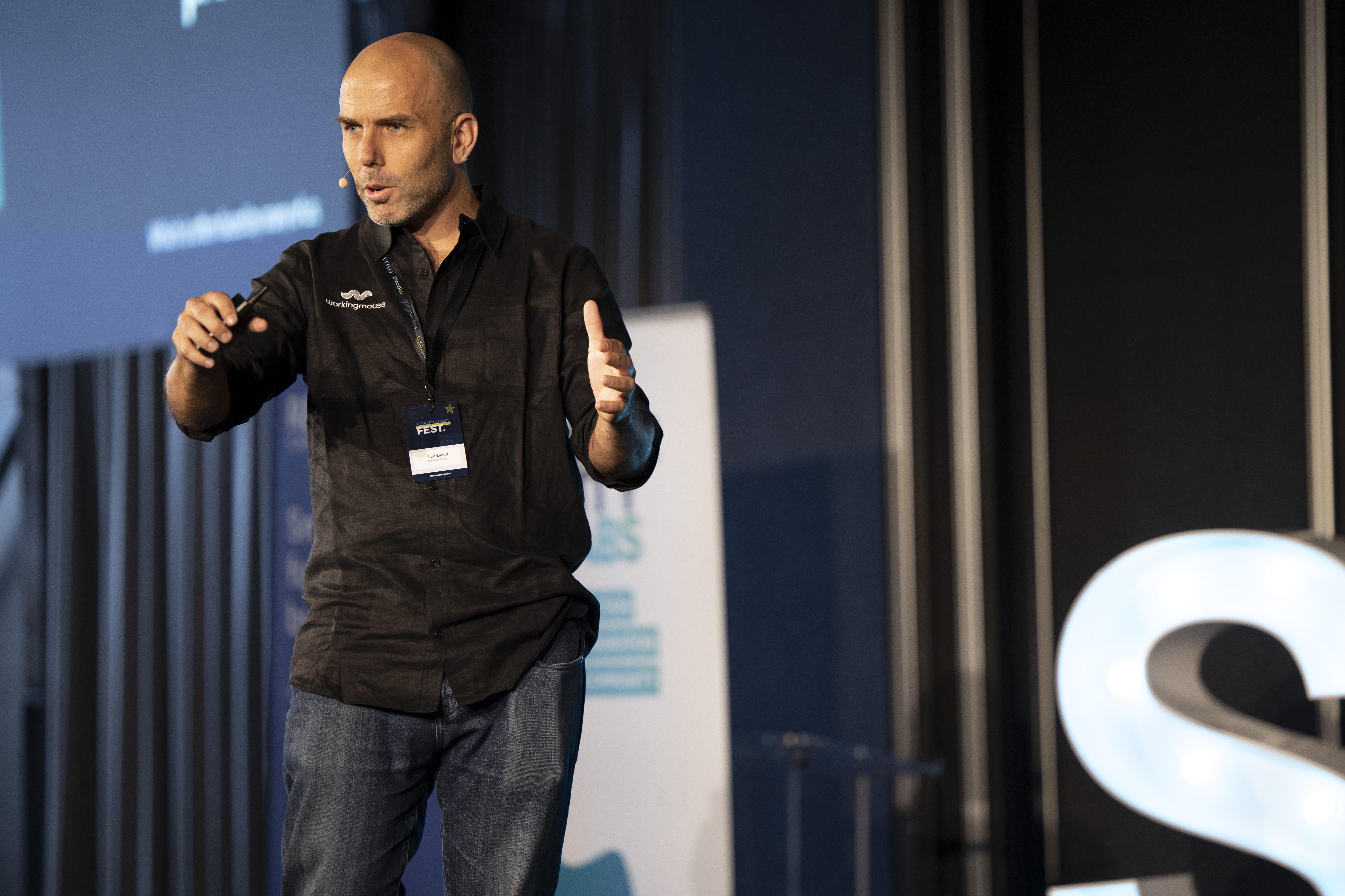 Eban Escott giving a speech